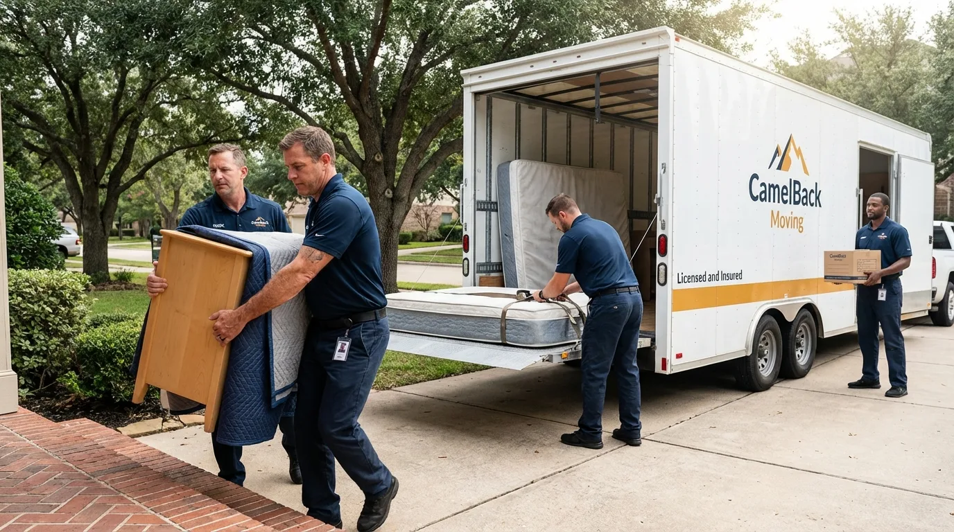 Crew loading residential truck for cross-state move from Lakewood, NY