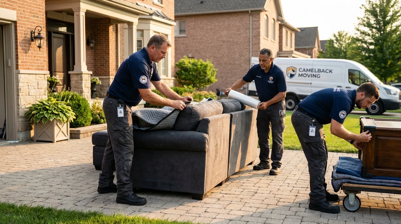 Large estate moving crew wrapping furniture in Lakewood, NY
